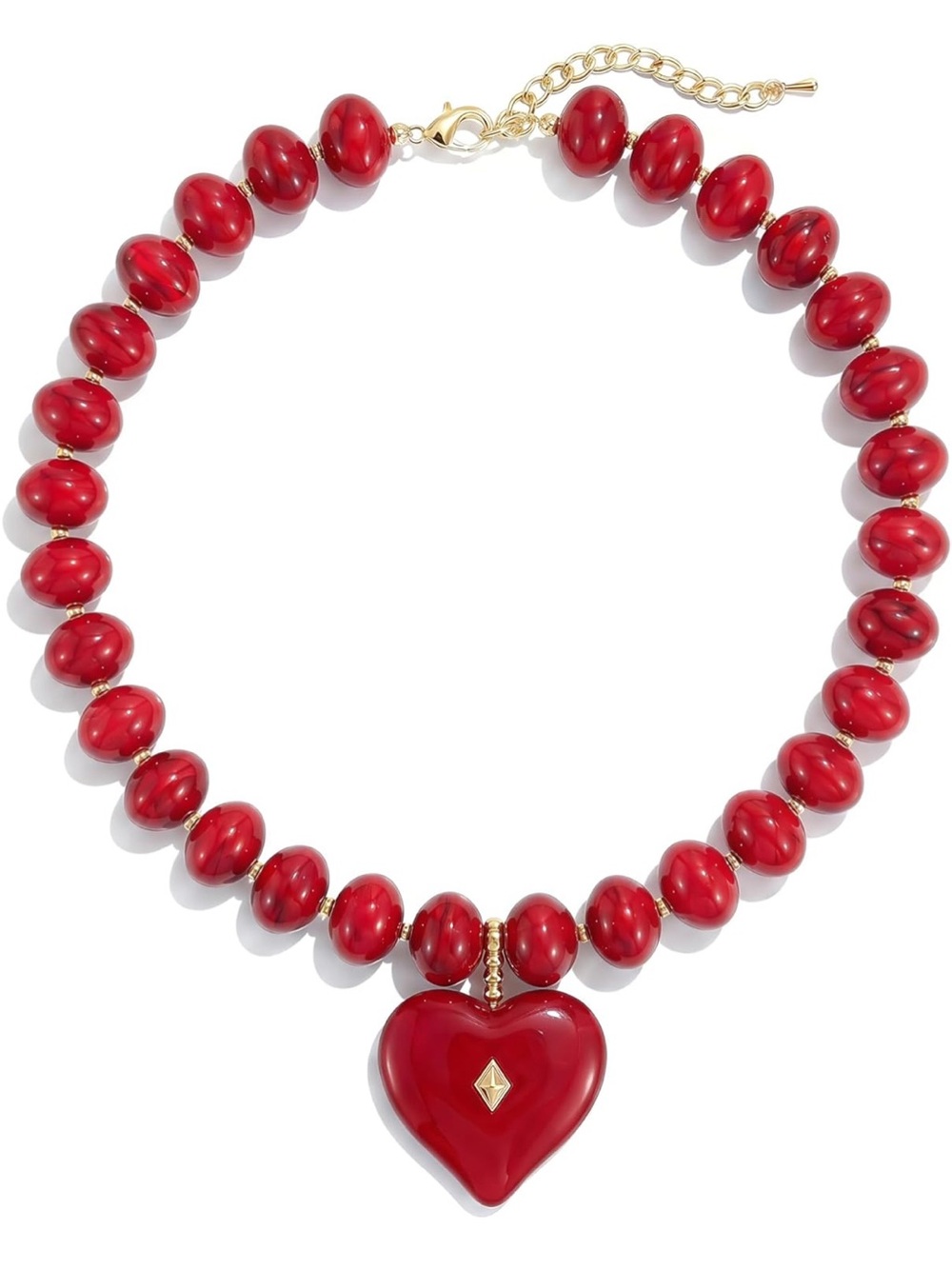 NEW! Dopamine Red Heart Beaded Necklace - Picture 5 of 5